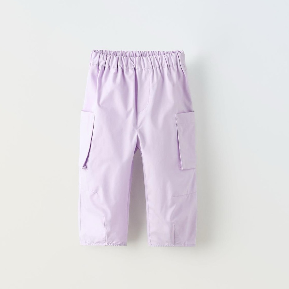 Zara kids, mauve, embroidered poplin pocket pants, 5 years